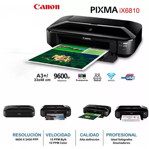Impresora Tinta Pixma iX 6810 Formato A3+ USB RED WIFI Para Fotografias PN:8747B004A 