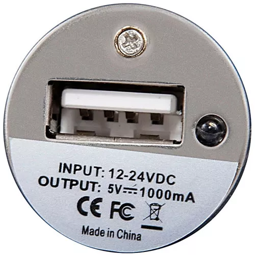 Cargador USB 2.0 para Auto 1Amp Negro ARG-AC-0101