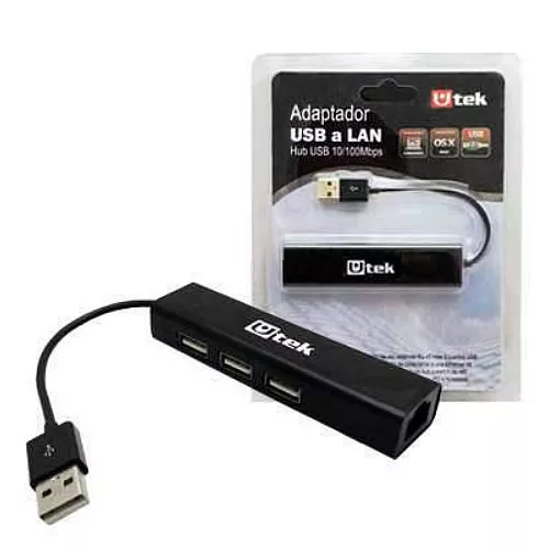 Adaptador USB 2.0 a Ethernet con 3 HUB USB 2.0 UT-USLAN