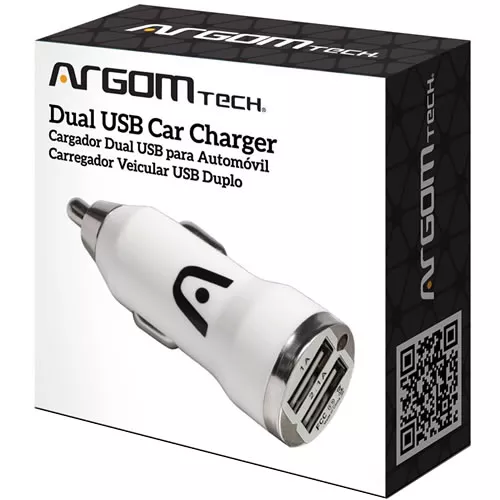 Cargador USB Dual para Auto Blanco 2.1Amp ARG-AC-0102