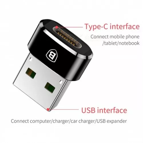 Adaptador USB a USB-C Hembra plug and play, negro pn CAAOTG-01
