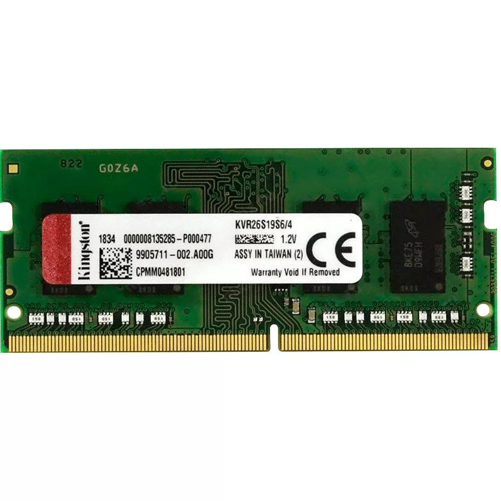 SODIMM 4GB DDR4 KVR 2666MHz Non-ECC Unbuffered - KVR26S19S6/4  K22022G