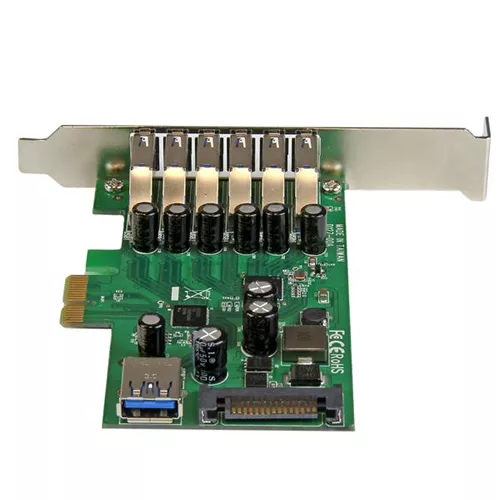 tarjeta PCI Express 7 puertos USB 3.0 con alimentación SATA perfil bajo o completo - 7x USB A - Hub Interno pn PEXUSB3S7  