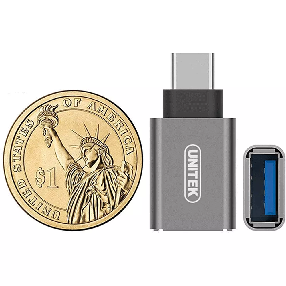 Adaptador USB tipo C a USB, material aluminio , puntas doradas / mod. Y-A025CGY - NP: 0060109 