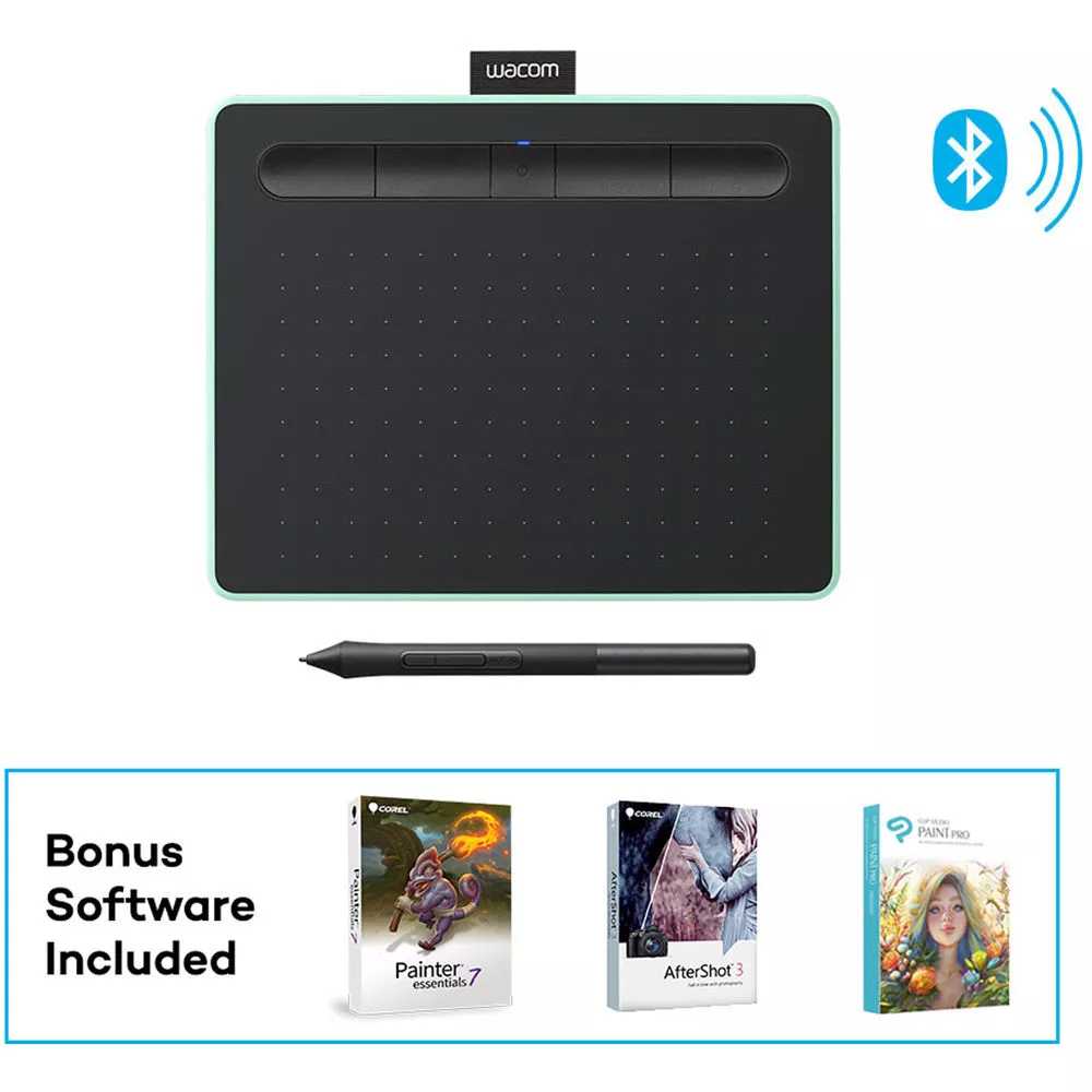 Tableta Digitalizadora, Grafica Wacom Intuos Bluetooth Creative Pen Tablet (Small, Pistachio Green) - CTL4100WLE0