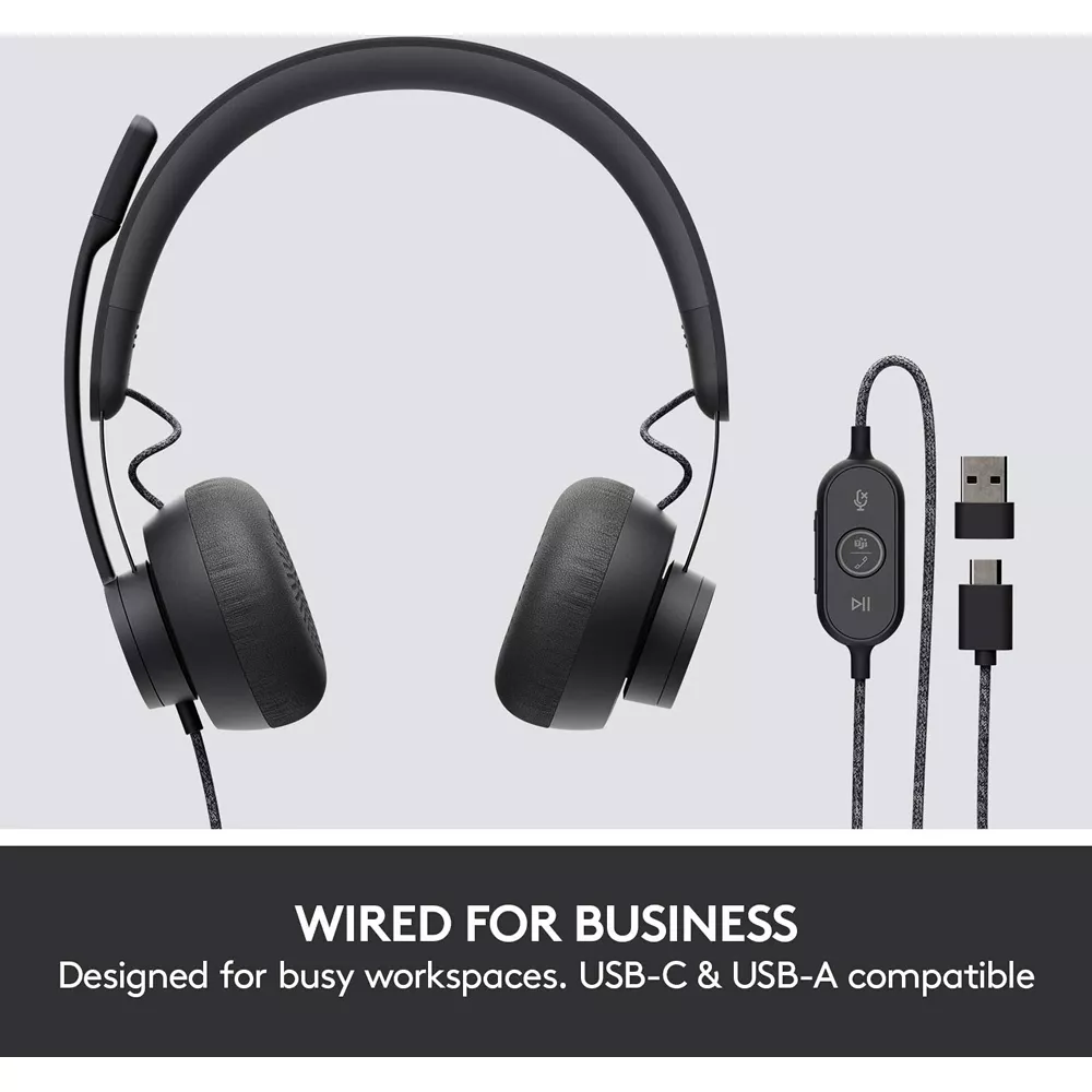 Audífonos USB Profesional LOGITECH ZONE WIRED, micrófono con supresión de ruido y cable con audio premium - 981-000876