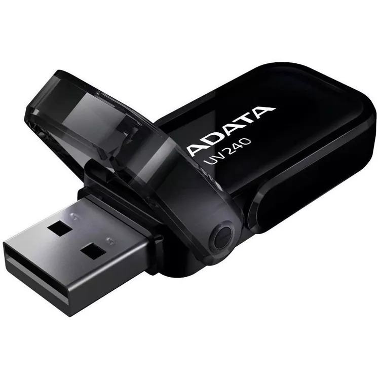 Pendrive 32GB Adata UV240, USB 2.0, capucha abatible, Negro - AUV240-32GB-RBK