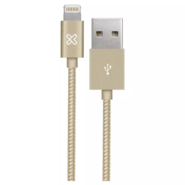 Cable Lightning Klip Xtreme MFI, Conector USB Apple, Braided, Gold - KAC-010GD