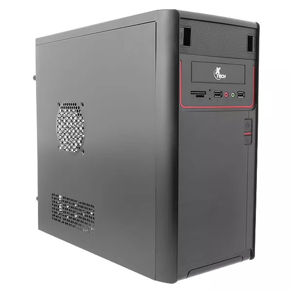 Gabinete XTQ-100CL - Micro ATX - Black with blue accents - pc case 600W ps logo pn  XTQ-100CL