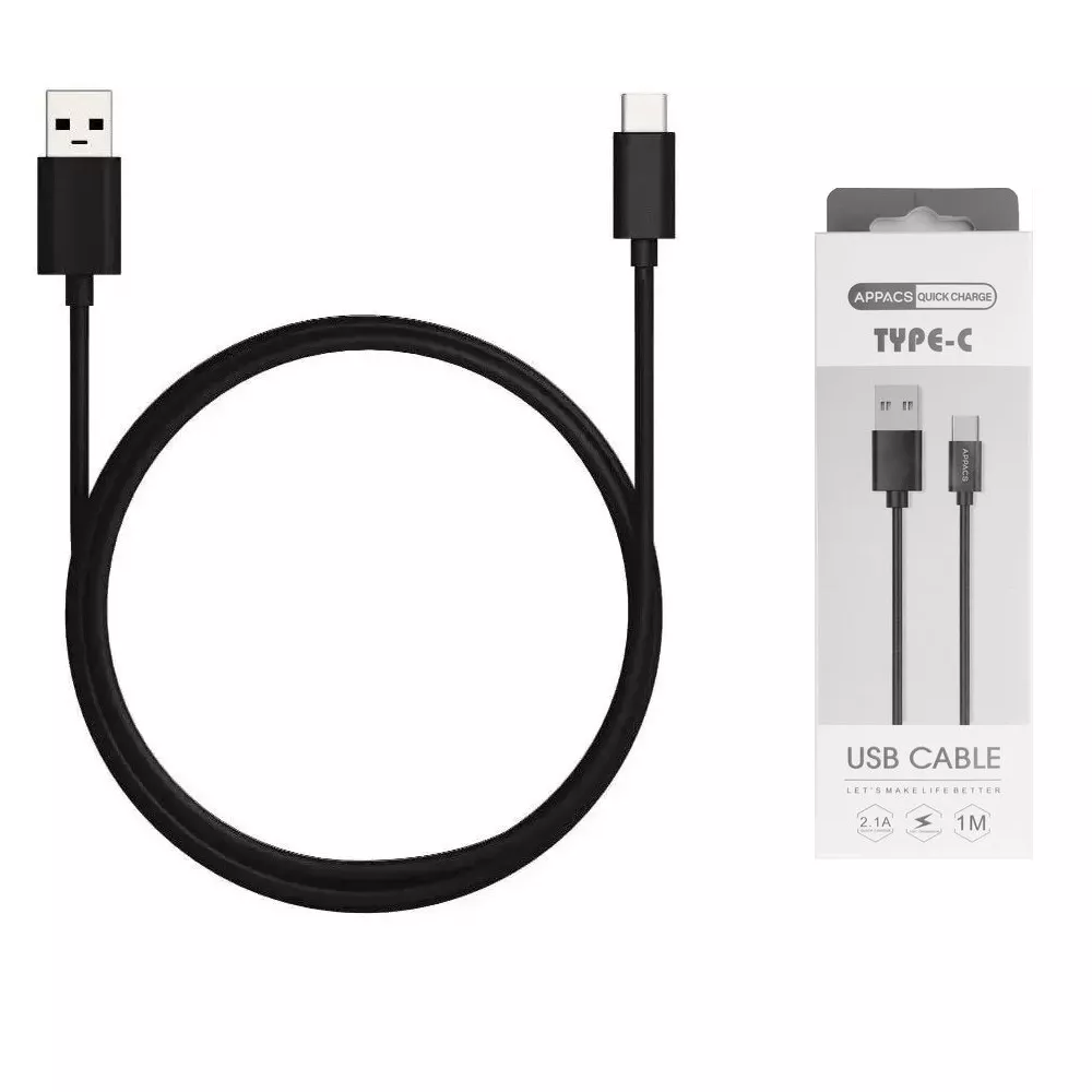 Cable USB a USB Tipo C - Cargador y Sincronizador Negro 1 MTS - 253930