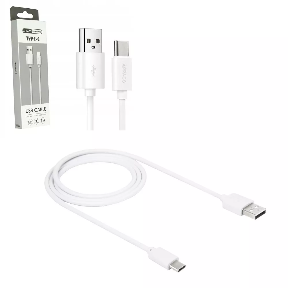Cable USB a USB Tipo C -  Cargador y Sincronizador - Blanco 2 MTS - 253947