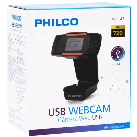 Webcam Philco 720P (1280×720) USB Plug & Play 30FPS 