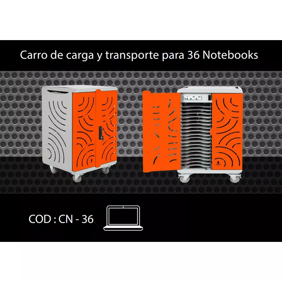 Carro porta notebooks para 36 unidades, notebooks hasta 16