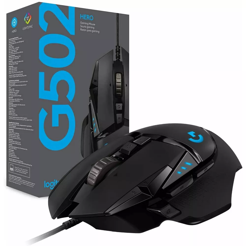 Mouse Gamer Logitech G502 Hero, Gaming Mouse, 16,000 DPI, 11 Botones  - 910-005550