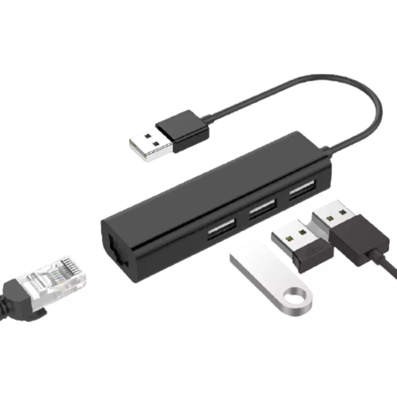 Adaptador USB 2.0 a RJ45 + 3 Puertos USB 2.0 Hub - 601385