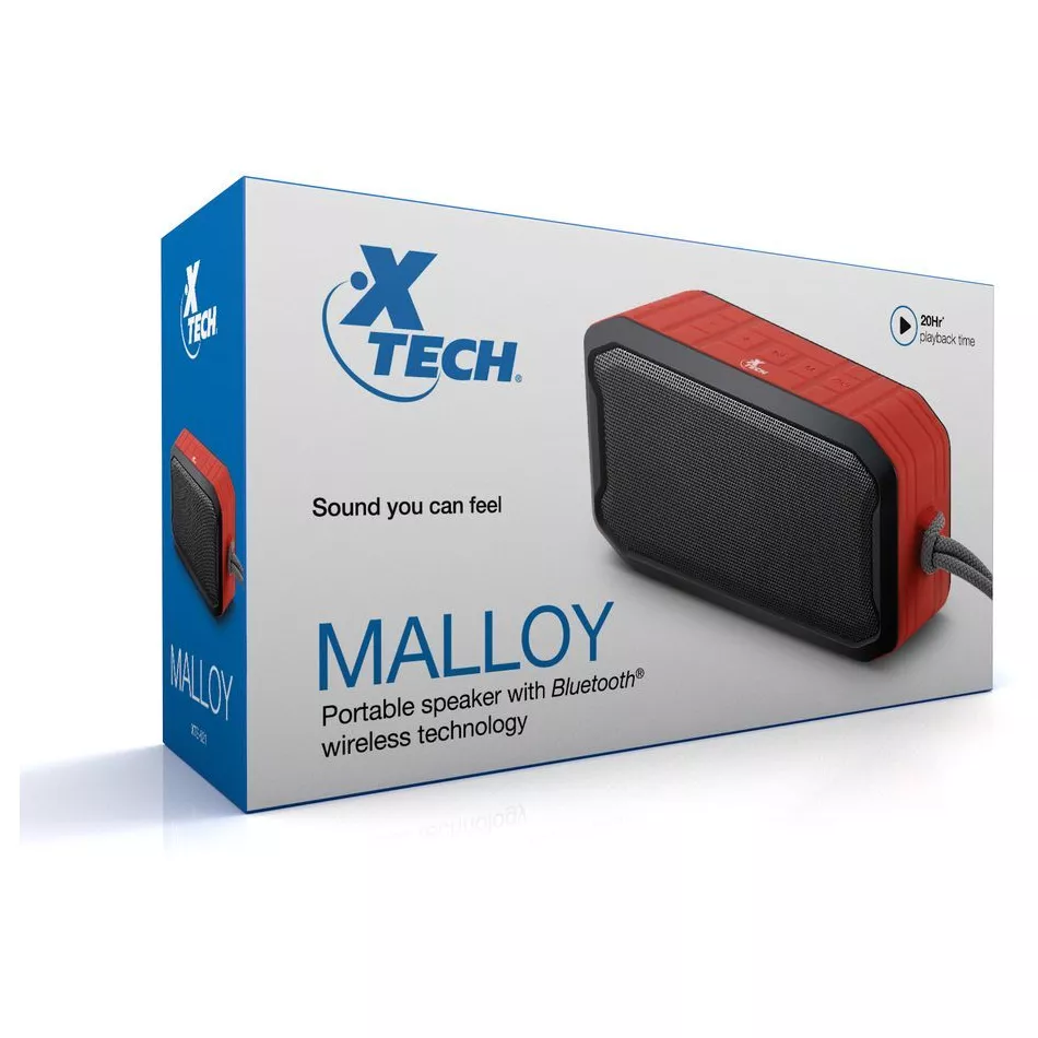 Parlante Bluetooth Portable  Xtech BT Malloy 5W IPX6 col rd and bk - XTS-621