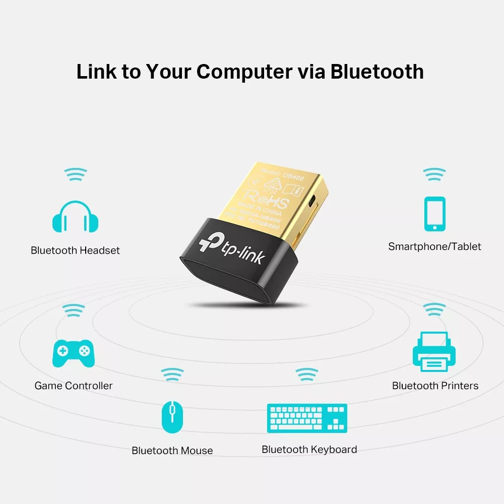 Adaptador USB Bluetooth 4.0 Nano USB Adapter, Nano Size, USB 2.0 - UB400