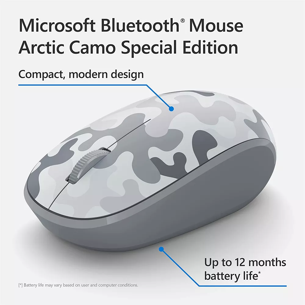 Mouse Microsoft Bluetooth Camuflaje Blanco - 8KX-00001 DDN22
