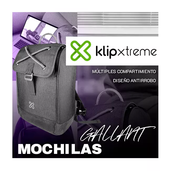 Mochila Klip Xtreme Gallant Slim Gris Notebook 14.1