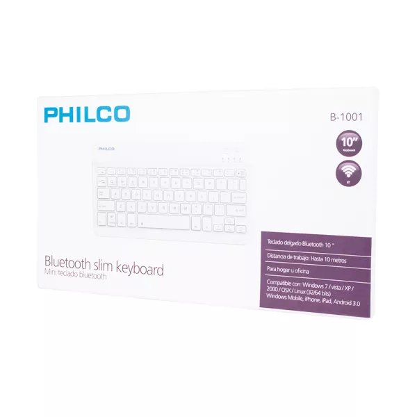 Mini Teclado Philco B-1001, Bluetooth, Slim, White - 29PLCB1001
