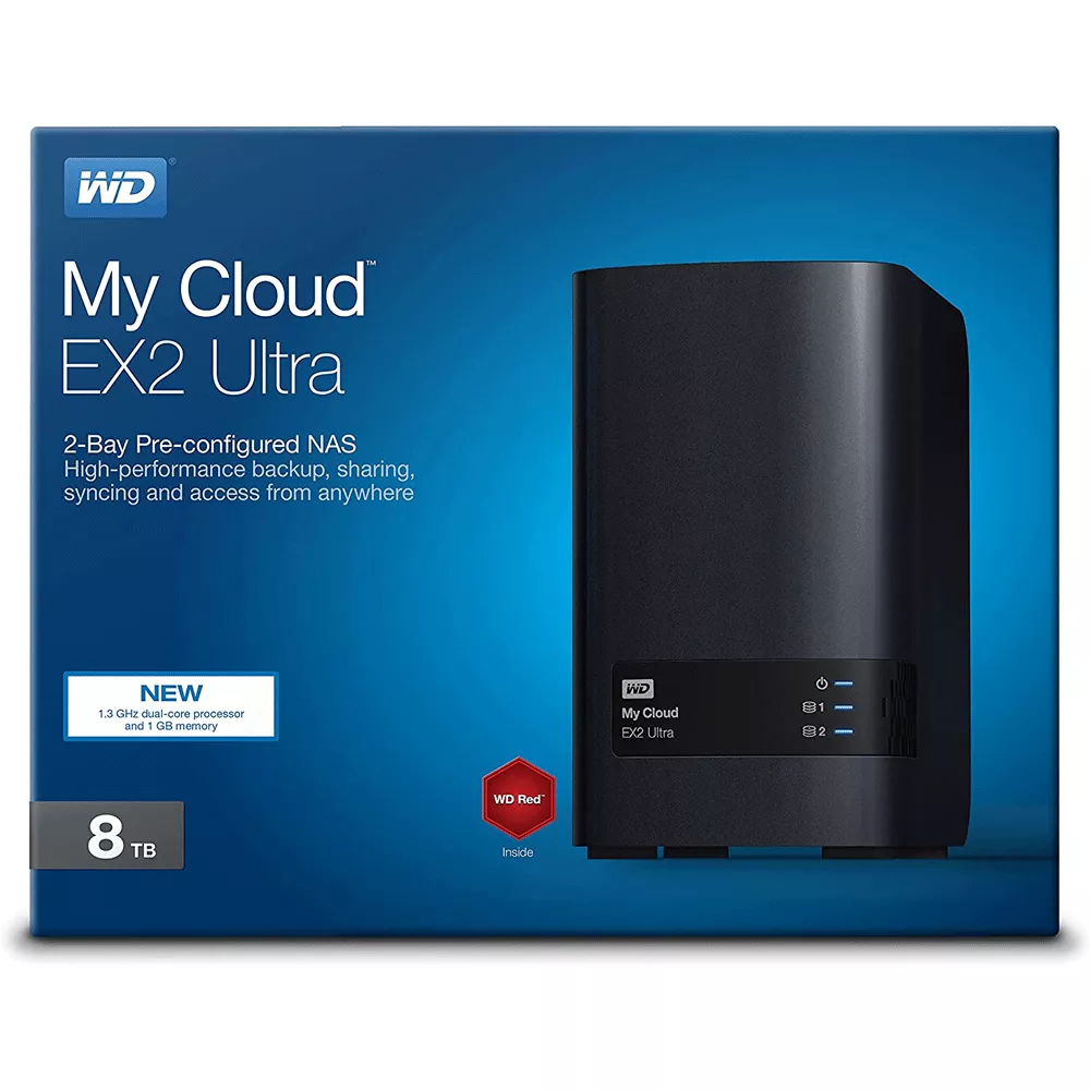 NAS WD My Cloud EX2 Ultra de 2 Bahías Hot Swap, 8TB, 1.30GHz, USB 3.0, para Mac/PC  - WDBVBZ0080JCH-NESN
