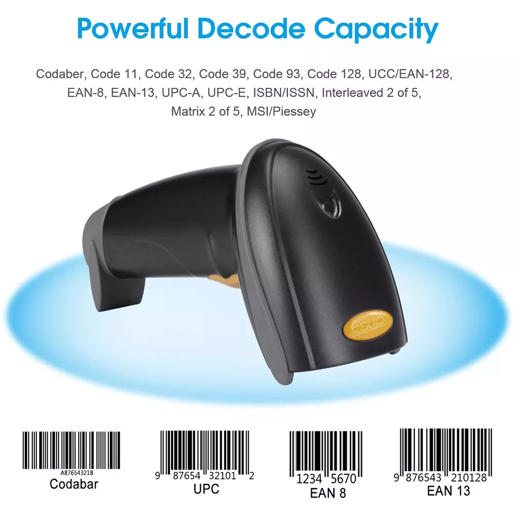 Lector Codigo de Barras USB alámbrico HandHeld soporte ajustable pn: ES3300