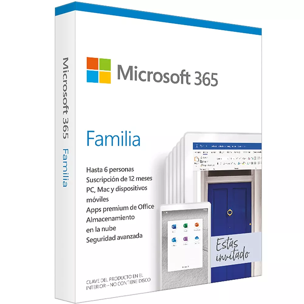 Microsoft Office 365 Family, 1 año, para 6 Personas con 5 dispositivos + 1TB en one Drive - 6GQ-01220