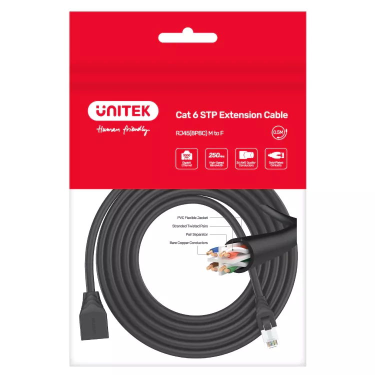 Cable extensor de Red Cat6 Macho - Hembra 3mts / mod. C1896BK-3M - 0210128