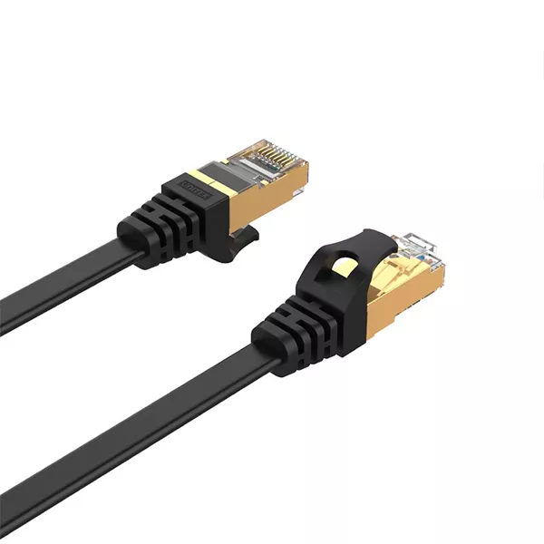 Patch cord Cat7 2 mts, cable flat, conector metalico, color negro - 0150177
