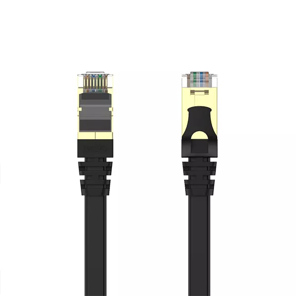 Patch cord Cat7 2 mts, cable flat, conector metalico, color negro - 0150177