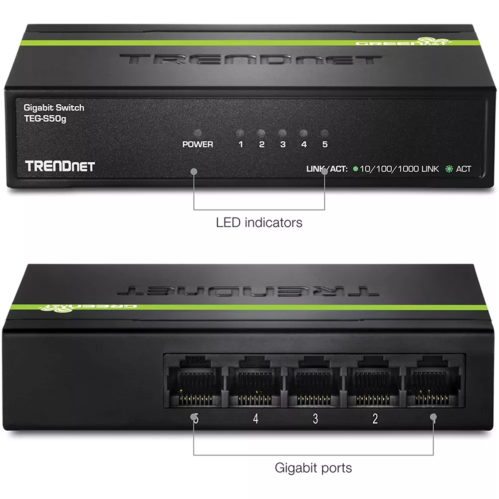 Switch TRENDnet 5 Puertos Gigabit 10/100/1000 - TEG-S50g