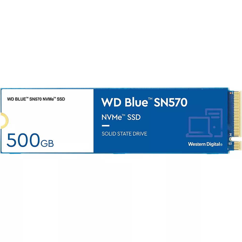 SSD 500GB, WD Blue SN570, NVMe M.2, Lectura 3500 MB/s Escritura 2300 MB/s -  WDS500G3B0C