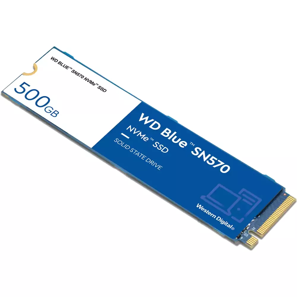 SSD 500GB, WD Blue SN570, NVMe M.2, Lectura 3500 MB/s Escritura 2300 MB/s -  WDS500G3B0C