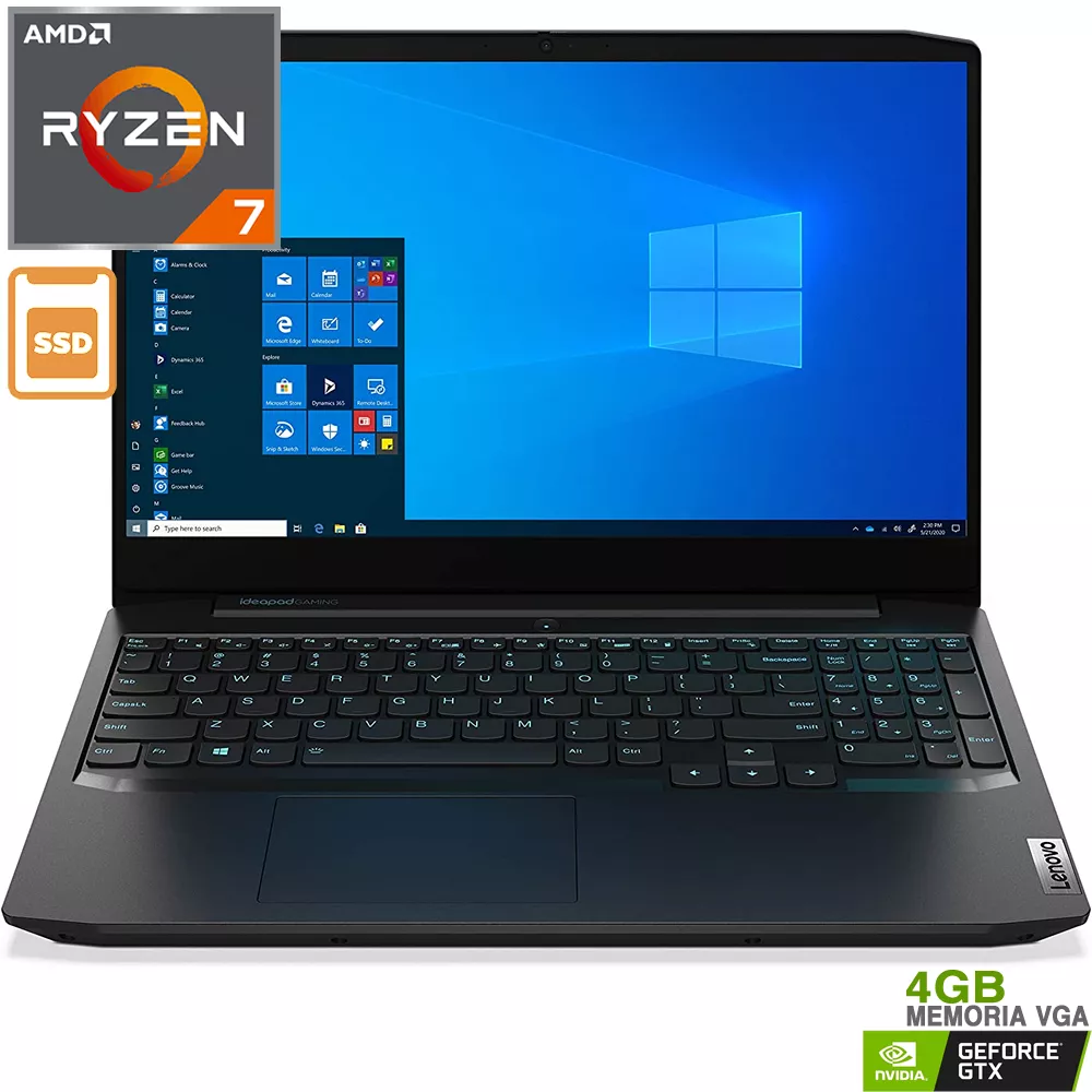 Notebook Gaming 3 Ryzen 7 4800 8GB 512 SSD  GF GTX 1650 Ti (4 GB) 15I
