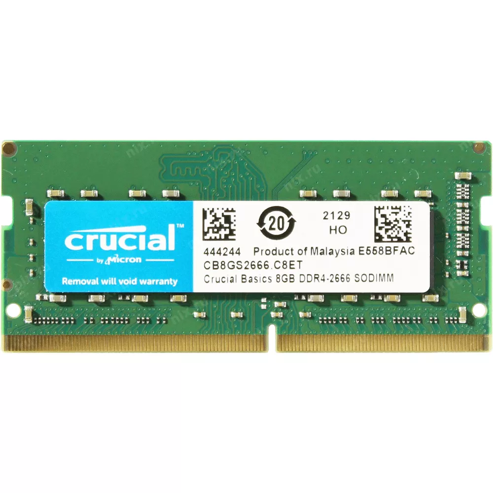 SODIMM 8GB 2666MHz DDR4 Memoria Ram Crucial CB8GS2666 CL19, 1.2V - CB8GS2666
