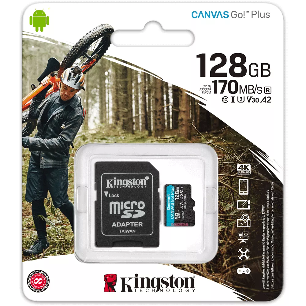 Memoria MicroSD 128gb Canvas Go Plus 170/920MB/s Incluye Adaptador - SDCG3/128GB