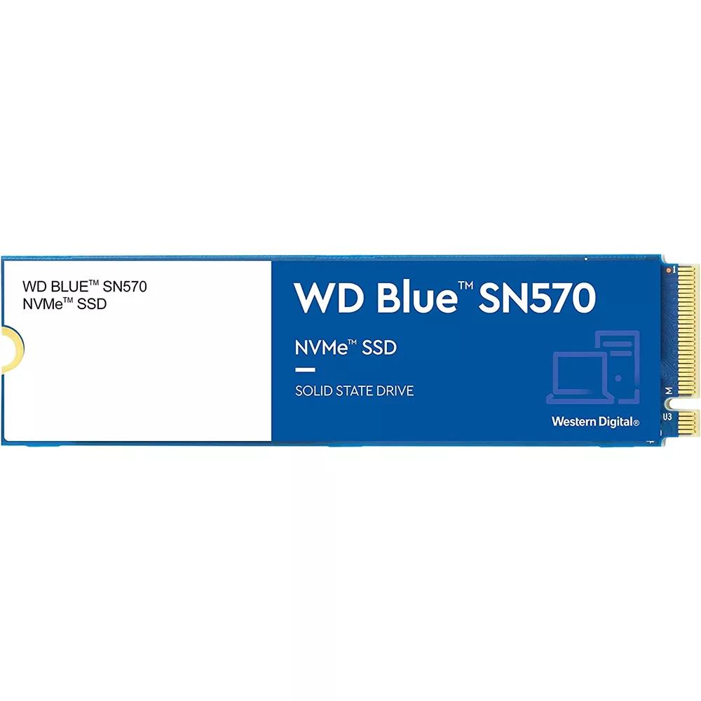 SSD 1TB WD Blue SN570, 1TB, NVMe M.2, Lectura 3500 MB/s Escritura 3000 MB/s - WDS100T3B0C
