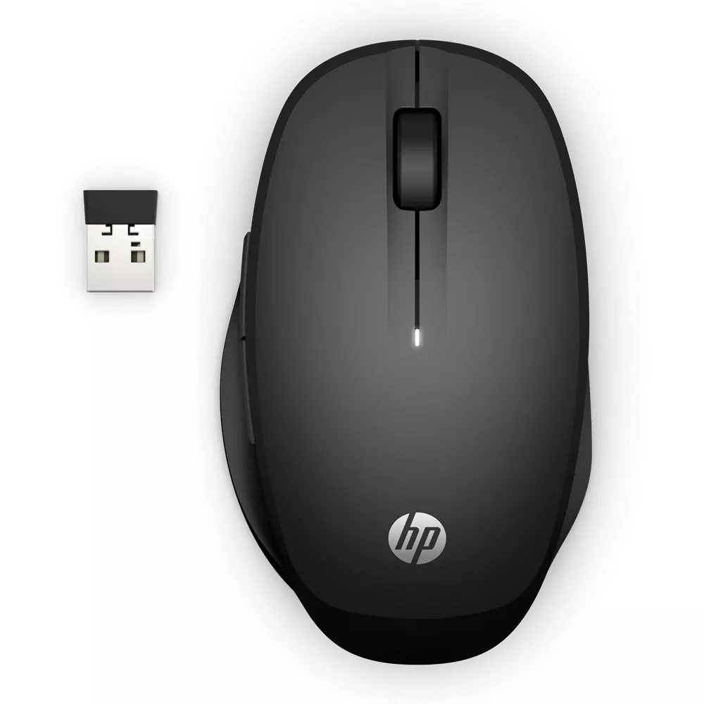 Mouse Inalámbrico HP 300 Dual Mode, Bluetooth y 2.4GHz, 3 Botones, 3600DPI, Negro - 6CR71AA#ABM