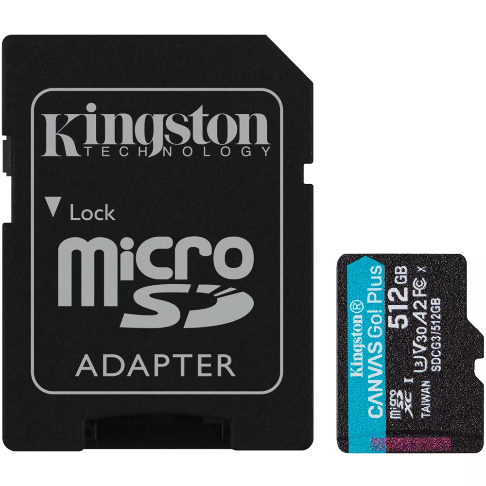Memoria MicroSD Canvas Go Plus 170/90MB/s Incluye Adaptad - A2 / Video Class V30 / UHS-I U3 / Class10 - SDCG3/512GB