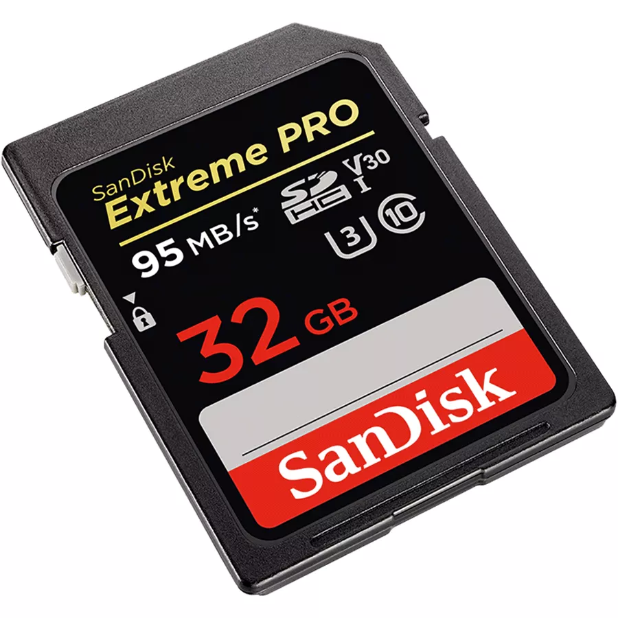 Memoria SDHC 32GB Sandisk Extreme Pro, C10, U3, V30, Lectura 95 MB/s - SDSDXXG-032G-GN4IN
