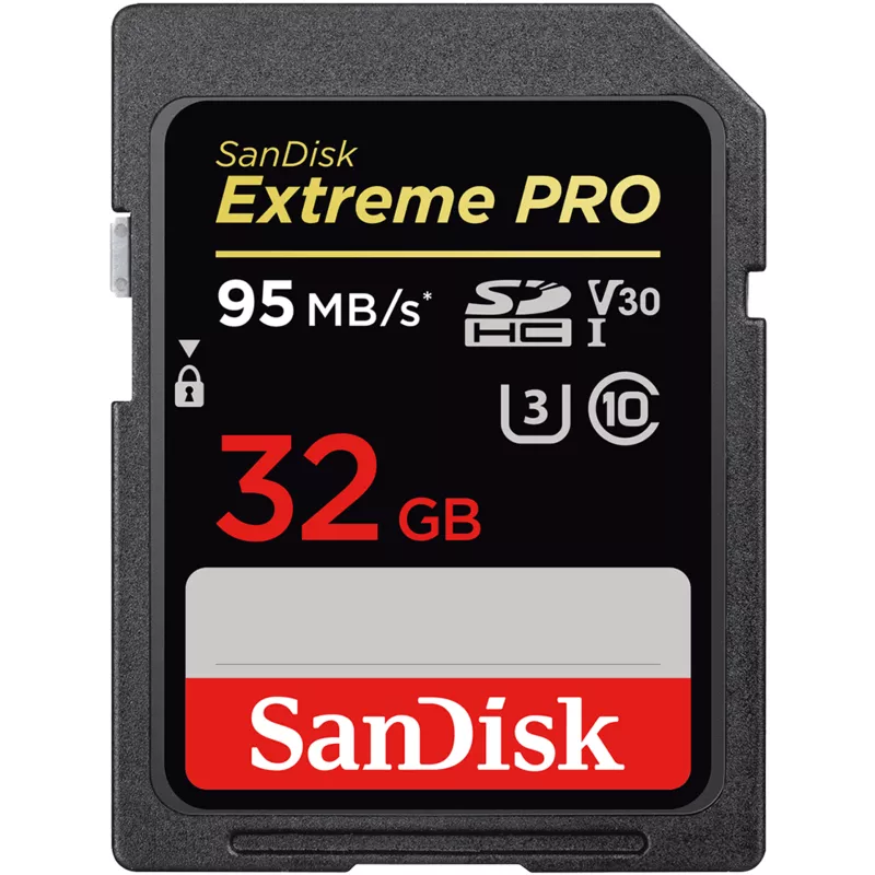 Memoria SDHC 32GB Sandisk Extreme Pro, C10, U3, V30, Lectura 95 MB/s - SDSDXXG-032G-GN4IN