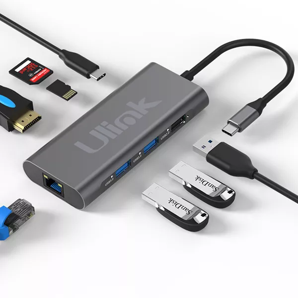 Adaptador multipuerto USB 4 en 1 , USB3.0*3, LAN 10/100/1000*1 / UL-AD