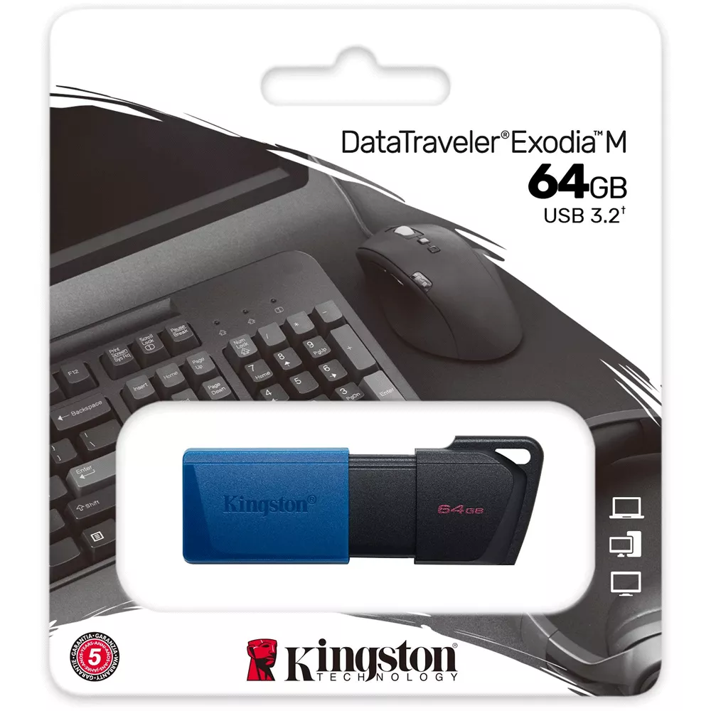 Pendrive Kingston 64GB USB 3.2 Gen1 DataTraveler Exodia M Negro/azul - DTXM/64GB