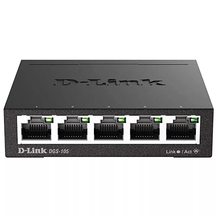Switch D-Link DGS-105, Plug & Play, 5 Puertos Gigabit 10/100/1000Mbps Unmanaged Gaming y Streaming 4K - DGS-105