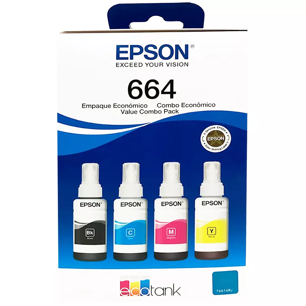 Pack de 4 Botellas de Tintas Original Epson T664 - T664520-4P