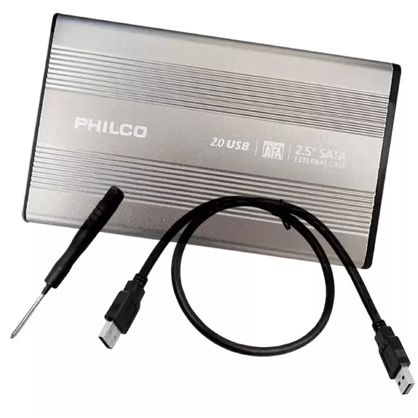 Cofre 2.5 SATA a USB 2.0 Plateado Philco - 29HDD00100