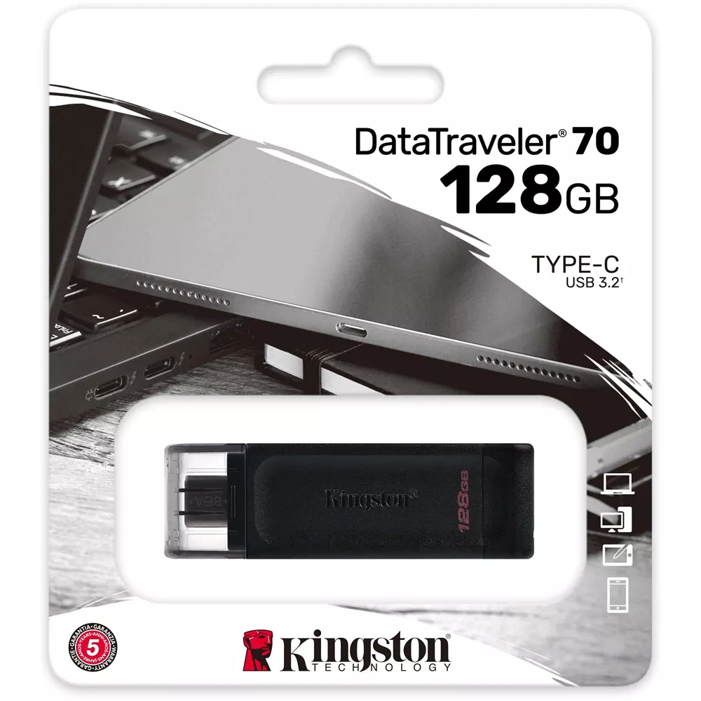 Pendrive 128GB DataTraveler DT70, 128GB, USB-C 3.2, Negro - DT70/128GB
