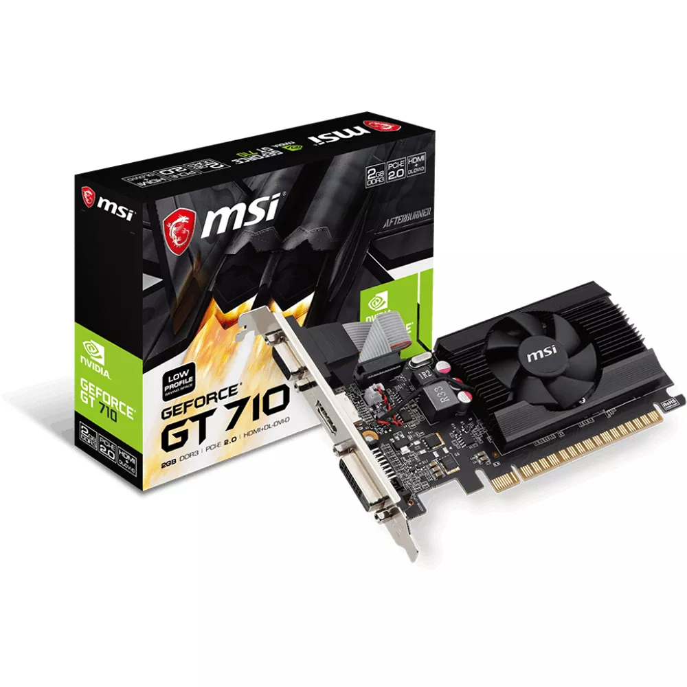 Tarjeta de Video MSI GeForce GT 710 2GD3 LP 2GB 64-Bit DDR3 PCI Express 2.0 Low Profile - VGA GT 710 2GD3 LP