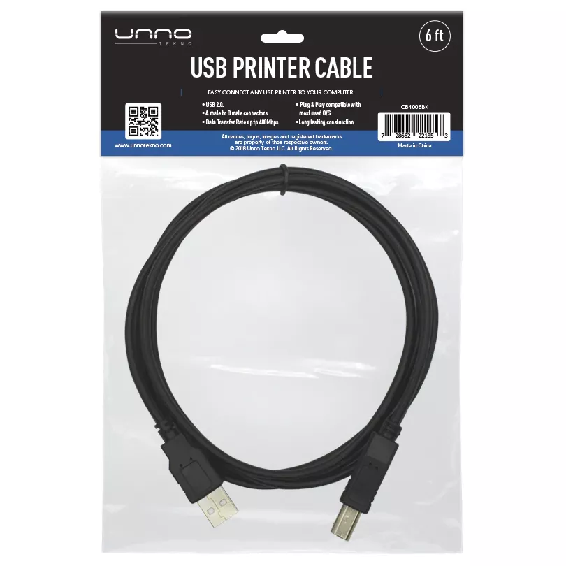 Cable para Impresora USB 1.8 Mts  USB 2.0 - CB4006BK