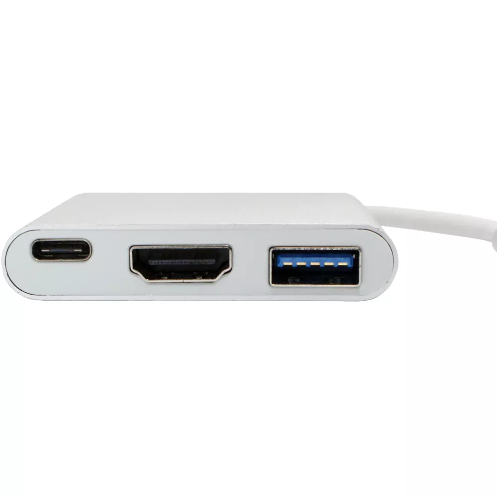 Adaptador multipuerto USB C 6 en 1 HDMIx1 USB3.0x3 PDx1 10/100/1000x1,  aluminio / UL